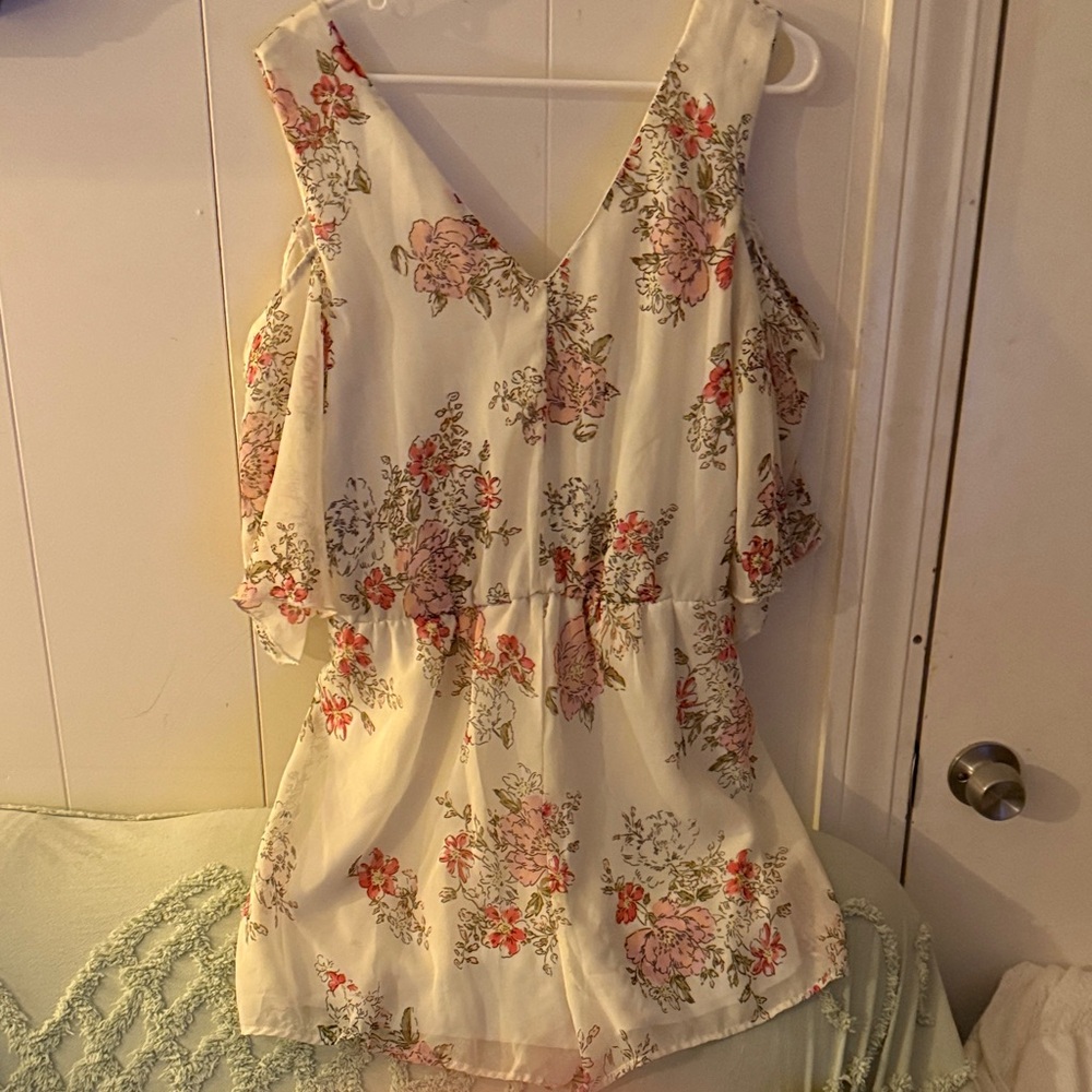 Bailey Blue Floral Women's Romper - Cream and Pink - Picture 2 of 5